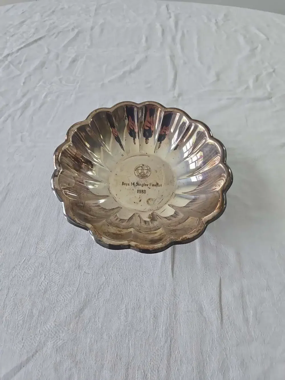 Reed & Barton Silver-Plated Scalloped Bowl, Boys 14 Singles Finalist 1989